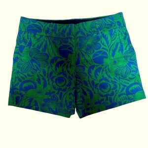 Talbots The Daily Shorts Blue Green Floral Womens 10